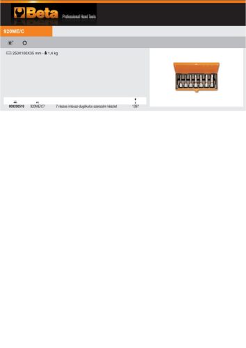Beta 920ME/C7 7 részes imbusz-dugókulcs szerszám készlet (910ME) kofferban