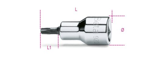 Beta 920TX 1/2"-osTorx® imbusz-Dugókulcs, krómozott, barnított hegy T30