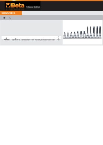 Beta 920XZN/SB12 12 részes XZN®-profilú imbusz-dugókulcs szerszám készlet (920XZN) tartón