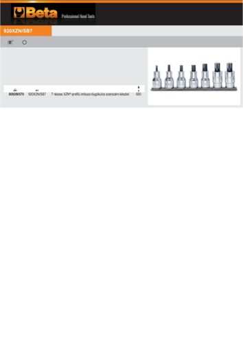 Beta 920XZN/SB7 7 részes XZN®-profilú imbusz-dugókulcs szerszám készlet (920XZN) tartón