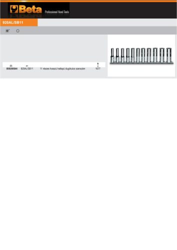 Beta 920AL/SB11 11 részes hosszú hatlapú dugókulcs szerszám készlet (920AL) tartón