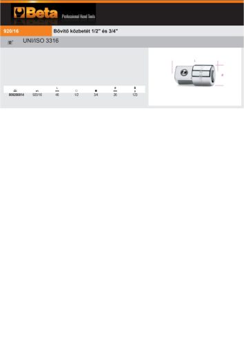 Beta 920/16 bővítő közbetét B1/2" és K3/4"