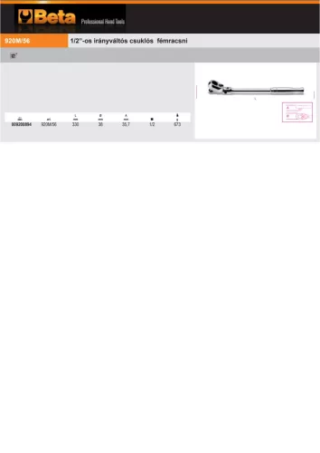 Beta 920M/56 1/2”-os irányváltós csuklós fémracsni
