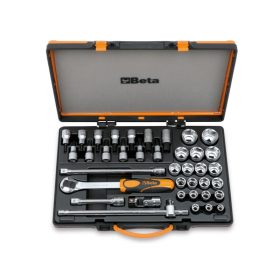   Beta 920B/C33 38 részes készlet 20 dugókulcs, 13 csavarhúzó-dugókulcs és 5 tartozék fémdobozban