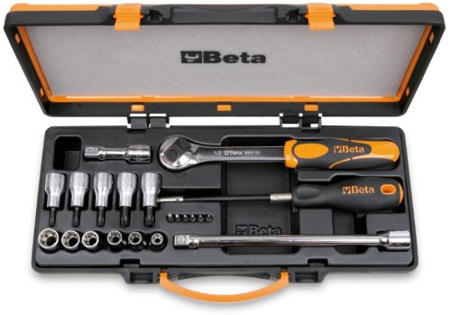 Beta 920TX/C17 21 részes készlet 6 csavarhúzóbetét, 6 dugókulcs Torx®-csavarokhoz és 4 tartozék fémdobozban