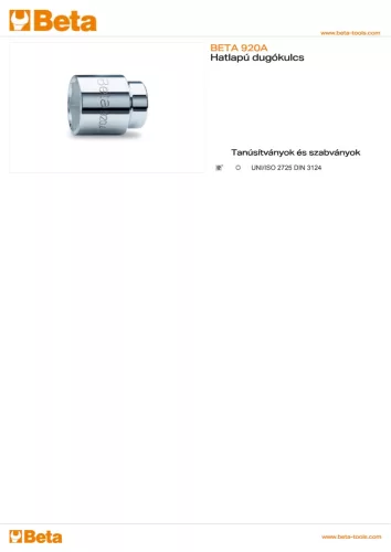 Beta 920A 24 Hatlapú dugókulcs 24mm