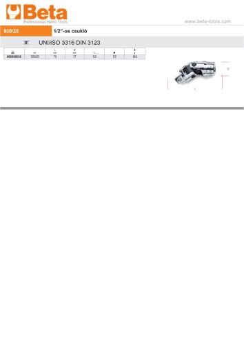 Beta 920/25 1/2”-os csukló