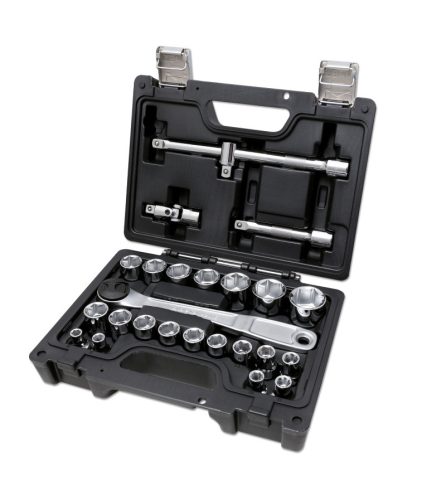 Beta BW 923E/C25 25 részes 1/2"-os készlet 20 hatlapfejű dugókulcs és 5 tartozék, műanyag táskában