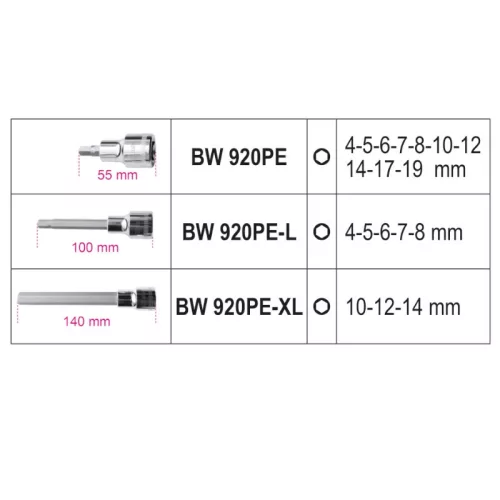 Beta BW 923E-PE/C18 18 darabos 1/2"-os imbuszkulcs készlet hatlapfejű csavarokhoz, műanyag táskában