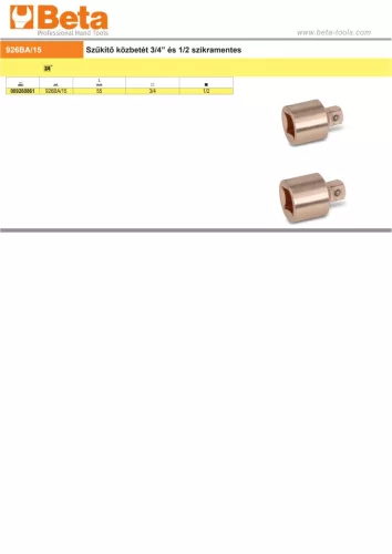 Beta 926BA/15 Szűkítő közbetét B3/4” és K1/2 szikramentes