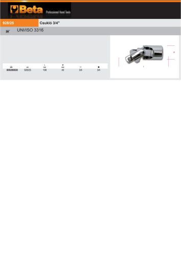 Beta 928/25 Csukló 3/4"-os