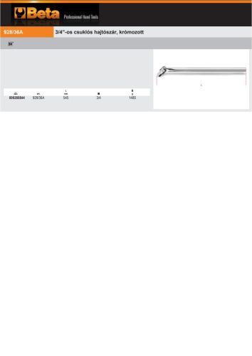 Beta 928/36A 3/4”-os csuklós hajtószár, krómozott