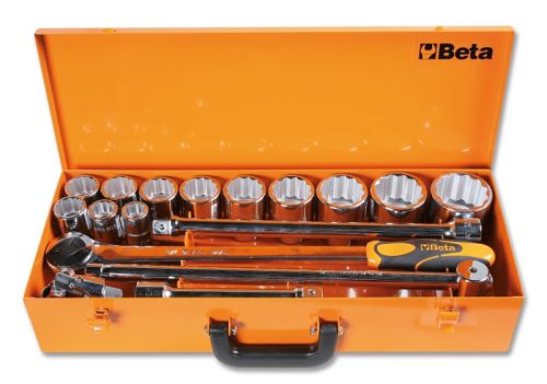 Beta 928B/C12 16 részes készlet 12 tizenkétlapú Dugókulcs és 4 tartozék, fémdobozban