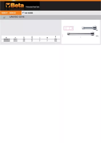 Beta 929/22 1”-os toldó 400mm