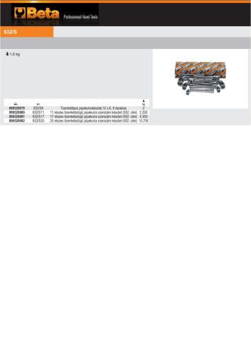 Beta 932/S25  25 részes tizenkétszögű pipakulcs szerszám készlet
