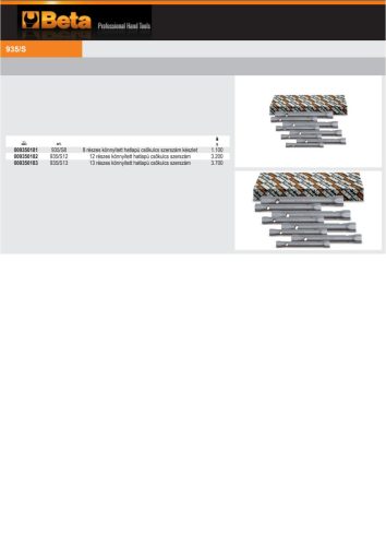 Beta 935/S8  8 részes könnyített hatlapú csőkulcs szerszám készlet