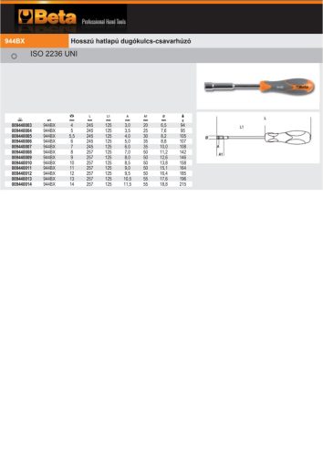 Beta 944Bx Hosszú hatlapú dugókulcs-csavarhúzó 5,5mm