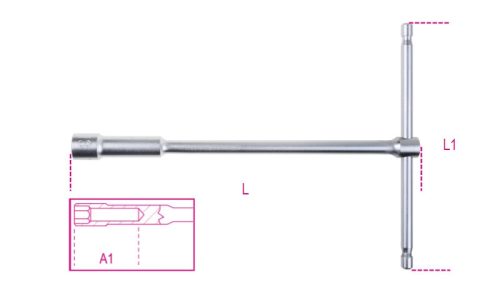 Beta 949 T szárú egyszerű kulcs mély hatlapfejű dugóvéggel 14mm