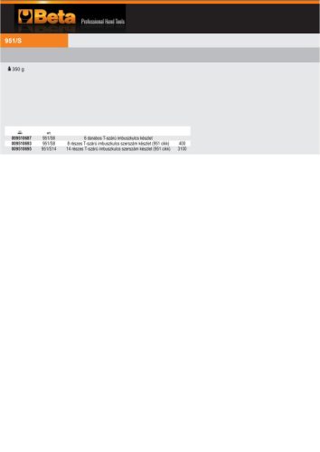 Beta 951/S14 14 részes T-szárú imbuszkulcs szerszám készlet (951)