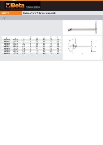 Beta 952FTX Csuklós Torx® T-kulcs, krómozott E7