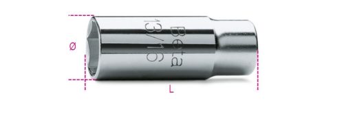 Beta 956C 1/2”-os gyertya-dugókulcs, krómozott, hatlapú 20,8mm