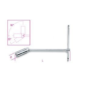 Beta 957 Rövid csuklós T-gyertyakulcs, krómozott 16mm