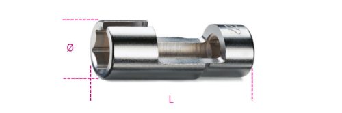 Beta 960SL85 1/2”-os lambda-szonda dugókulcs, krómozott, nyitott hatlapú fej 22mm x 85 mm