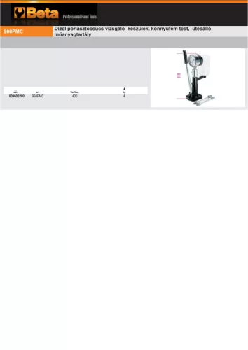 Beta 960PMC Dízel porlasztócsúcs vizsgáló készülék, könnyűfém test, ütésálló műanyagtartály
