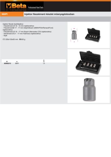 Beta 960PI Injektor fészekmaró készlet műanyagdobozban