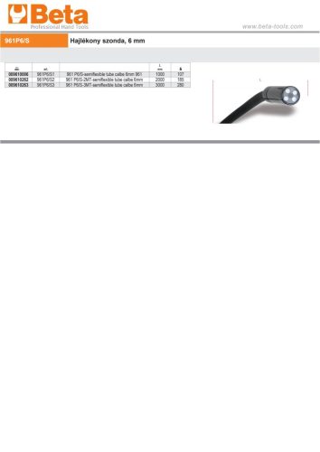 Beta 961P6/S2 Hajlékony szonda, 6 mm 2000mm