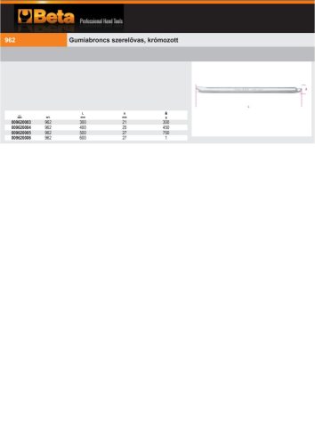 Beta 962 Gumiabroncs szerelővas, krómozott 500mm