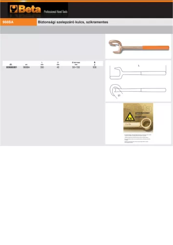 Beta 966BA Biztonsági szelepzáró kulcs, szikramentes