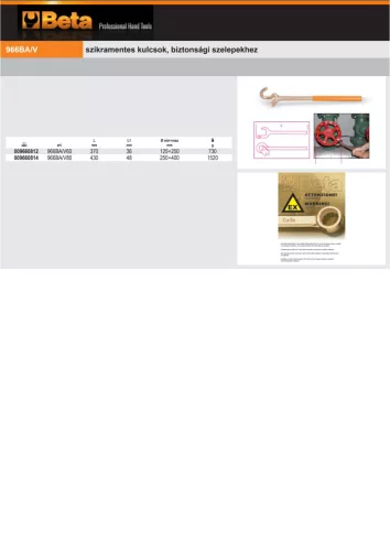 Beta 966BA/V80 Szikramentes kulcs, biztonsági szelepekhez 48mm