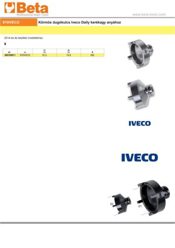 Beta 970IVECO Körmös dugókulcs Iveco Daily kerékagy anyához