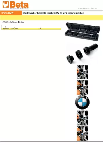 Beta 972/C4BMW Sérült kerékőr leszerelő készlet BMW és Mini gépjárművekhez