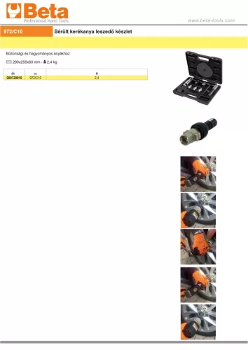 Beta 972/C10 Sérült kerékanya leszedő készlet