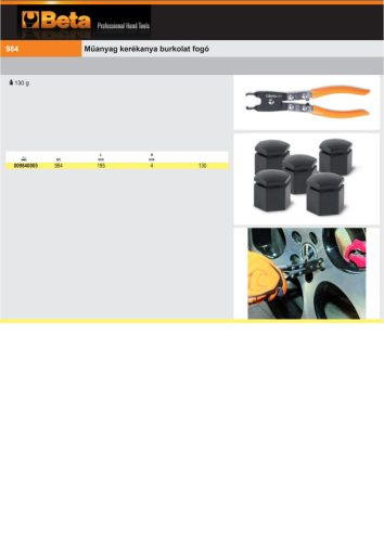 Beta 984 Műanyag kerékanya burkolat fogó