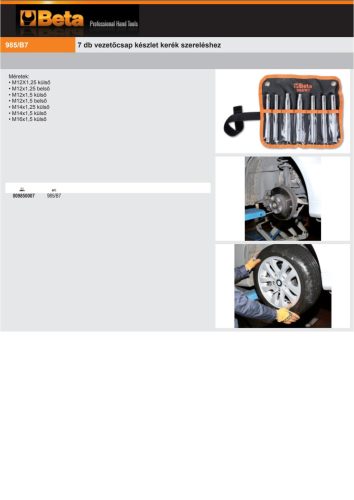 Beta 985/B7 7 részes vezetőcsap készlet kerék szereléshez