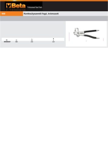 Beta 989 Keréksúlyszerelő fogó, krómozott