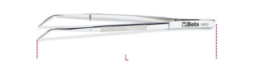 Beta 993 145 Hajlított végű csapos csipesz lekerekített fogazott heggyel, rozsdamentes acélból, polírozott 145mm