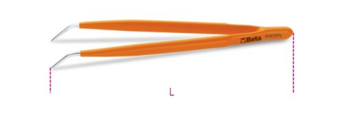 Beta 993PL 150 Műanyag bevonatú hajlított csipesz fogazott rozsdamentes acélból, PVC-bevonattal 150mm