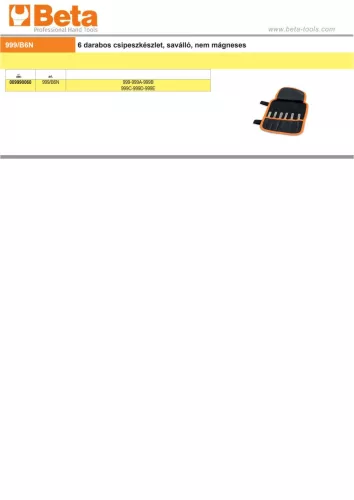 Beta 999/B6N 6 darabos csipeszkészlet, saválló, nem mágneses (999-999A-999B-999C-999D-999E)