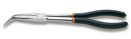 Beta 1009L/B Extra hosszú 45°-os hajlított, félkerekcsőrű műszerészfogó Különleges munkákhoz PVC-bevonattal 273mm