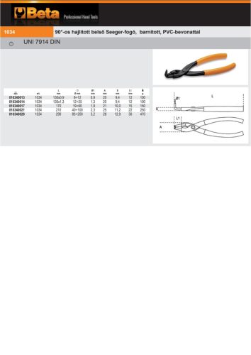 Beta 1034 130X13 90°-os hajlított belső Seeger-fogó, barnított, PVC-bevonattal 130x1,3mm