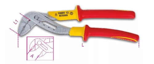 Beta 1048MQ 250 ​Vízpumpafogó, stifttel állítható, 250mm szigetelt, 1000V