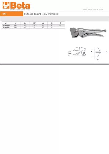 Beta 1063 Bádogos önzáró fogó, krómozott 200mm