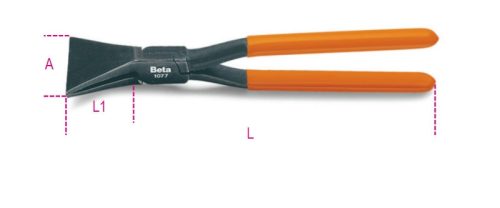 Beta 1077 280 Egyenes szeléscsőrű bádogos fogó, barnított, PVC-bevonattal 280mm