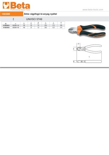 Beta 1082BM 140 Oldalcsípőfogó, krómozott, gumibetétes műanyag nyéllel