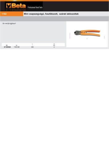 Beta 1102 230 Mini csapszegvágó, foszfátozott, szárak lakkozottak 230mm