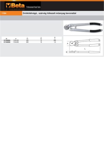Beta 1104 Drótkötélvágó, szárvég hőkezelt műanyag bevonattal  420mm